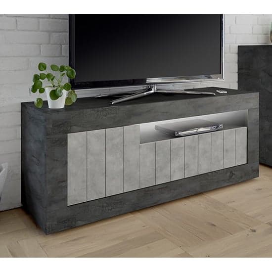 Nitro LED 3 Door Wooden TV Stand In Oxide And Cement Effect_2