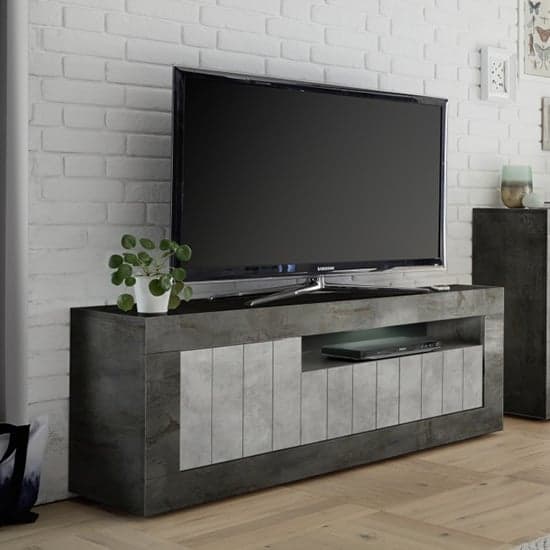 Nitro LED 3 Door Wooden TV Stand In Oxide And Cement Effect_1
