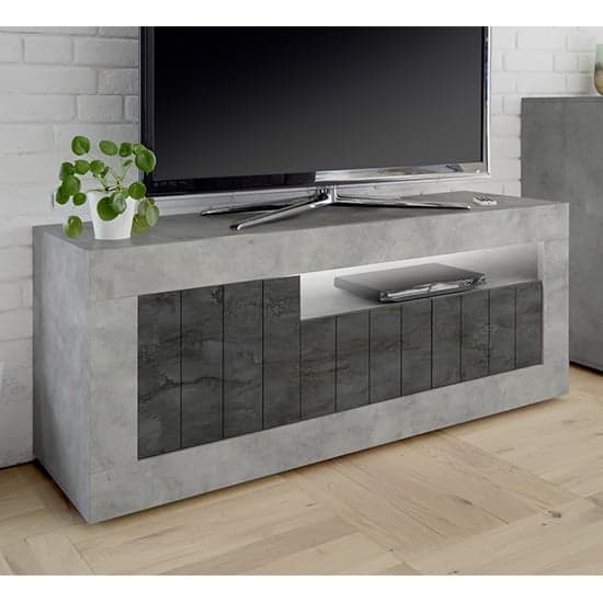 Nitro LED 3 Door Wooden TV Stand In Cement Effect And Oxide_2