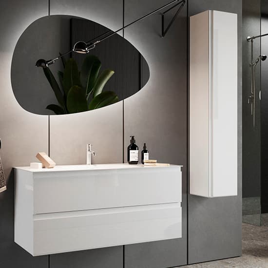 Nitro High Gloss Bathroom Storage With 1 Door In White
