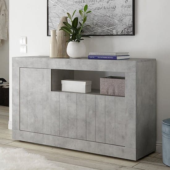 Nitro Wooden Sideboard With 3 Doors In Concrete Effect_1