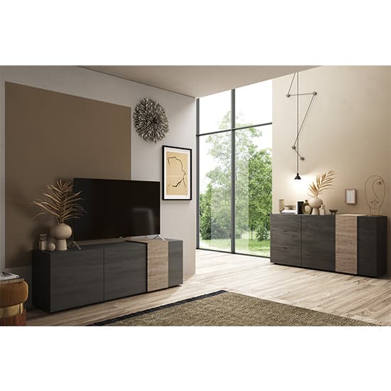Noa Wooden Sideboard With 2 Doors 3 Drawers In Titan And Oak_3