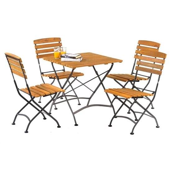 Noah Acacia Folding Dining Table Square With 4 Side Chairs_2