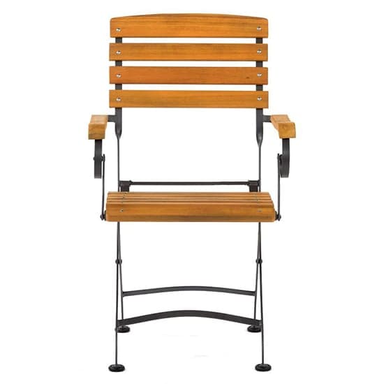 Noah Acacia Wood Folding Arm Chair With Steel Frame_2