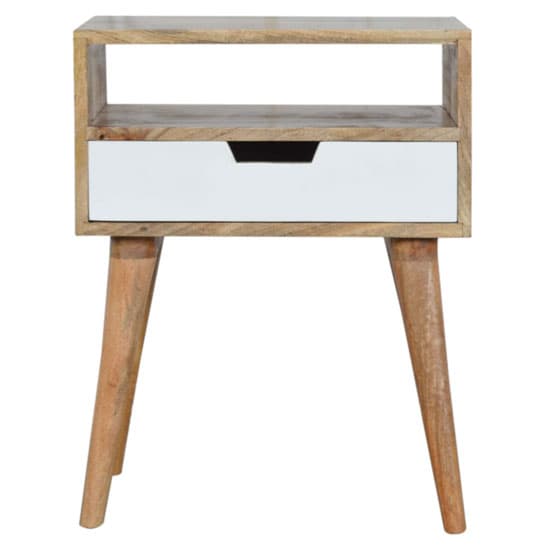 Nobly Wooden Bedside Cabinet In Oak Ish And White With Open Slot_2