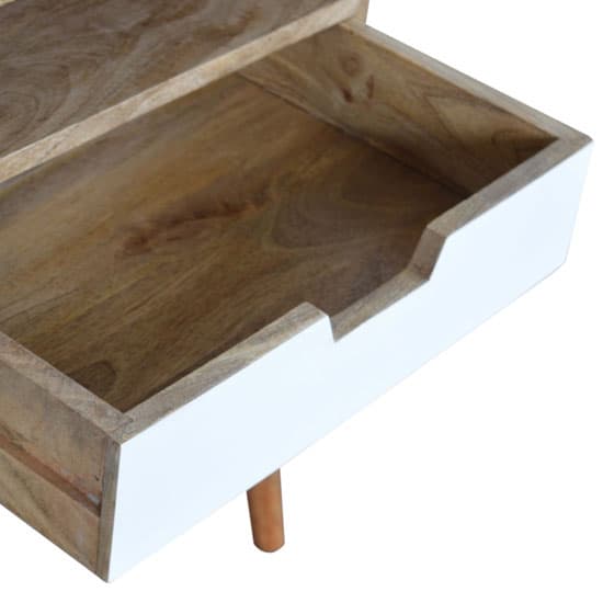 Nobly Wooden Bedside Cabinet In Oak Ish And White With Open Slot_3