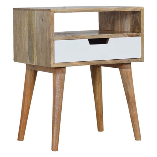 Nobly Wooden Bedside Cabinet In Oak Ish And White With Open Slot_1