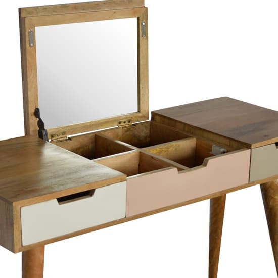 Nobly Wooden Dressing Table In Blush Pink With Foldable Mirror_4