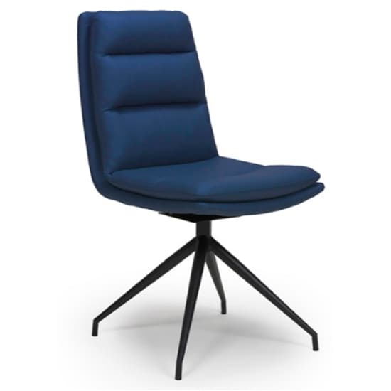Nobo Blue Faux Leather Dining Chair With Black Legs In Pair_2