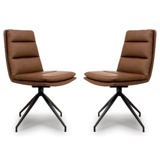 Nobo Tan Faux Leather Dining Chair With Black Legs In Pair_1