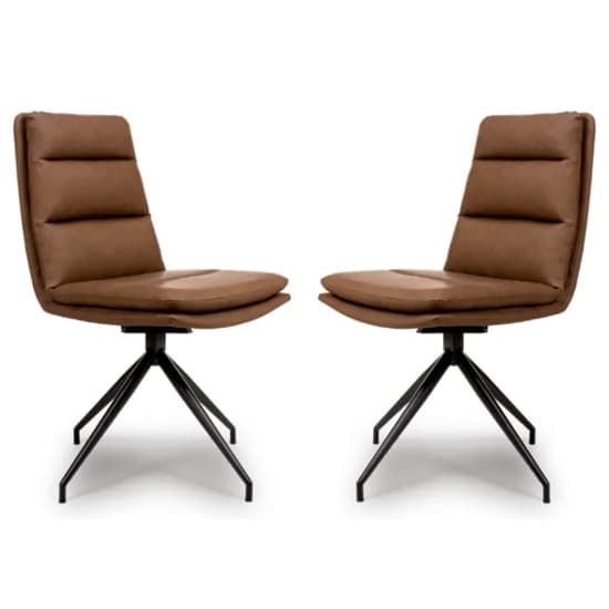 Nobo Tan Faux Leather Dining Chair With Black Legs In Pair Furniture