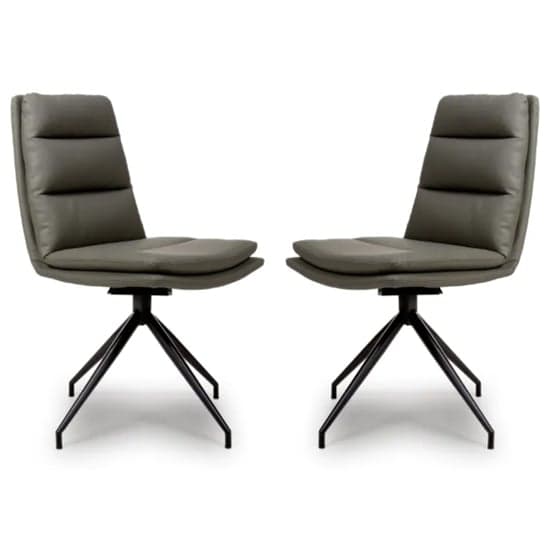 Nobo Truffle Faux Leather Dining Chair With Black Legs In Pair_1