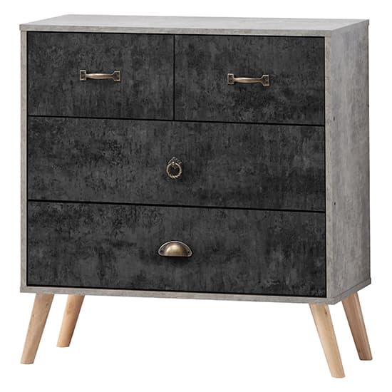 Noein Wooden Chest Of 4 Drawers In Concrete Effect And Charcoal_1