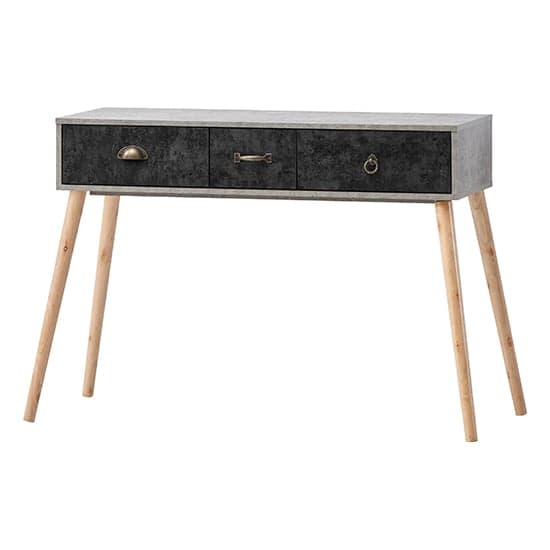 Noein Wooden Console Table In Concrete Effect And Charcoal_2