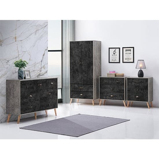 Noein Wooden Wardrobe With 2 Doors And 2 Drawers In Charcoal_2