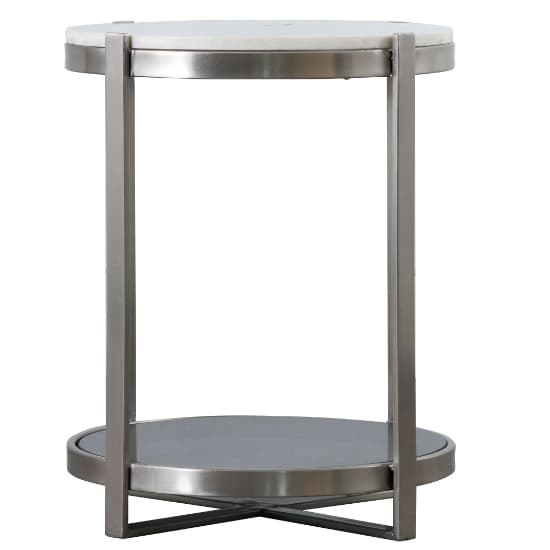 Nogales White Marble Top Side Table With Silver Metal Frame_5