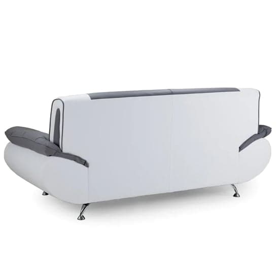 Nonoil Faux Leather 3 Seater Sofa In White And Grey_2