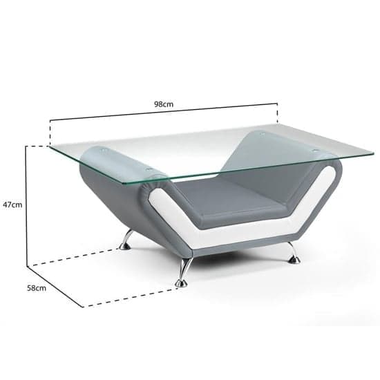Nonoil Glass Coffee Table With Black White Faux Leather Base_2