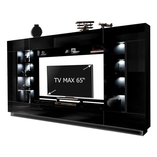 Norco High Gloss Entertainment Unit In Black With LED Lighting_3