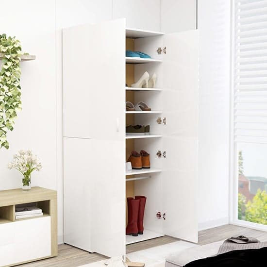 Norco High Gloss Shoe Storage Cabinet With 2 Doors In White_2