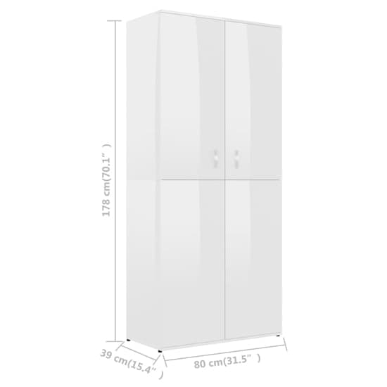 Norco High Gloss Shoe Storage Cabinet With 2 Doors In White_6