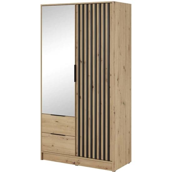 Norco Mirrored Wardrobe With 2 Hinged Doors 105cm In Artisan Oak_2