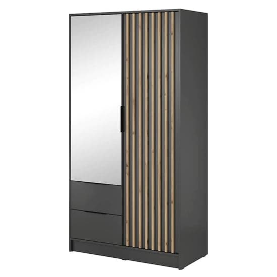 Norco Mirrored Wardrobe With 2 Hinged Doors 105cm In Graphite_2