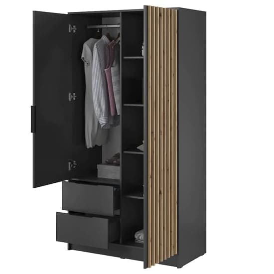 Norco Mirrored Wardrobe With 2 Hinged Doors 105cm In Graphite_3