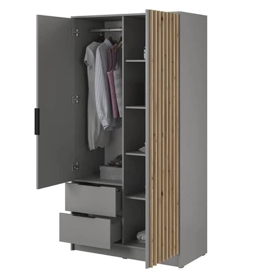 Norco Mirrored Wardrobe With 2 Hinged Doors 105cm In Grey_3