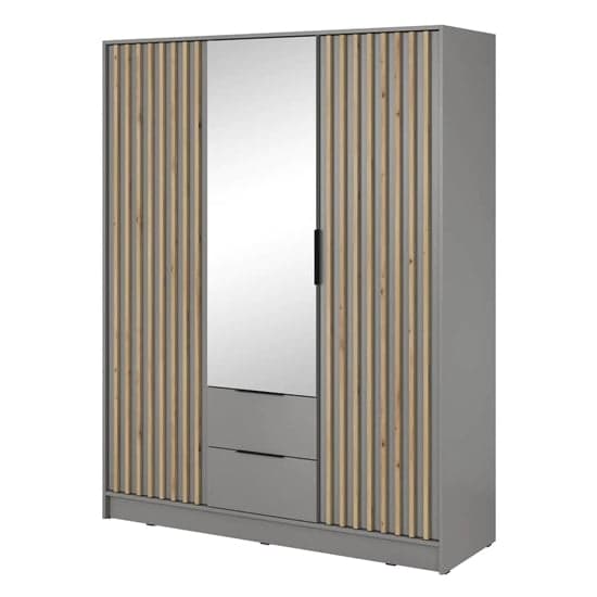 Norco Mirrored Wardrobe With 3 Hinged Doors 155cm In Grey_2
