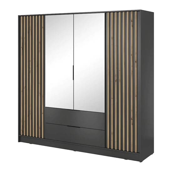 Norco Mirrored Wardrobe With 4 Hinged Doors 206cm In Graphite_2