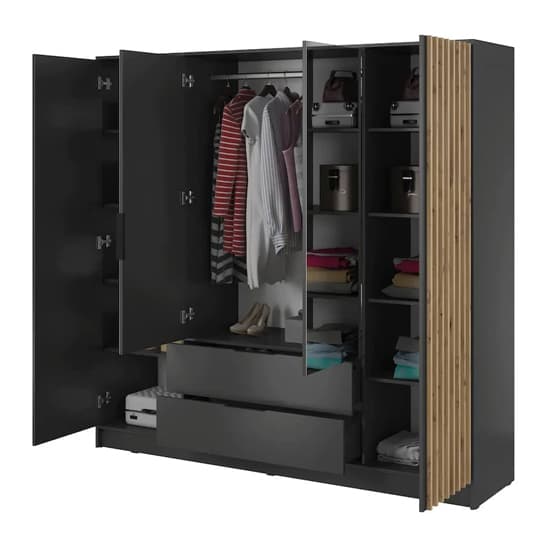Norco Mirrored Wardrobe With 4 Hinged Doors 206cm In Graphite_3