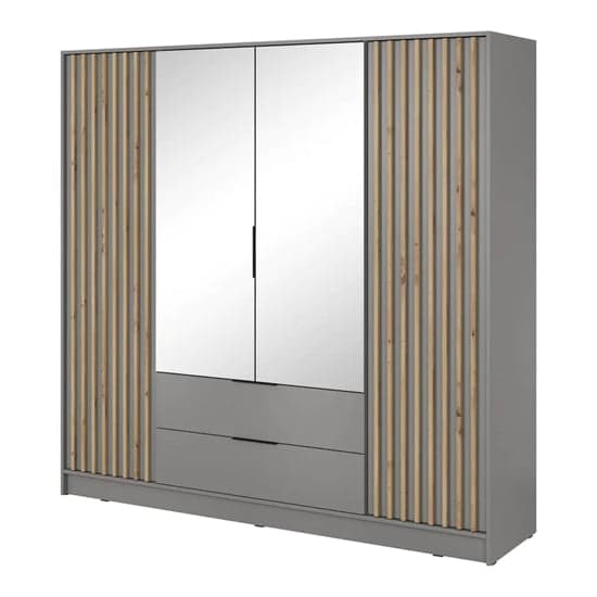 Norco Mirrored Wardrobe With 4 Hinged Doors 206cm In Grey_2