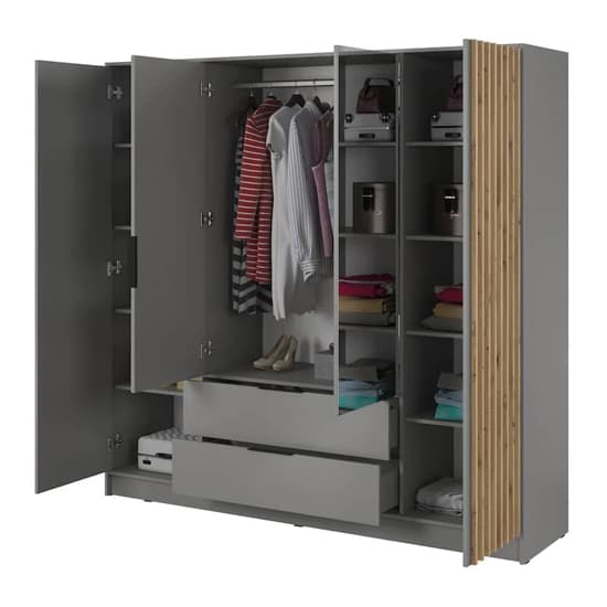 Norco Mirrored Wardrobe With 4 Hinged Doors 206cm In Grey_3