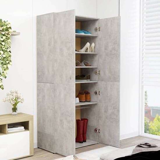 Norco Shoe Storage Cabinet With 2 Doors In Concrete Effect_2