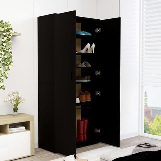 Norco Wooden Shoe Storage Cabinet With 2 Doors In Black_2