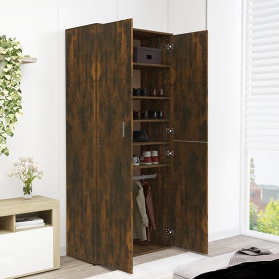 Norco Wooden Shoe Storage Cabinet With 2 Doors In Smoked Oak_2