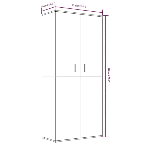 Norco Wooden Shoe Storage Cabinet With 2 Doors In Smoked Oak_6