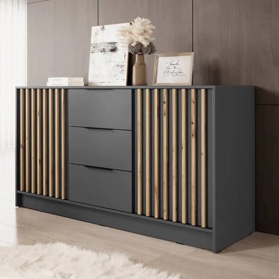 Norco Wooden Sideboard With 2 Doors 3 Drawers In Graphite_1