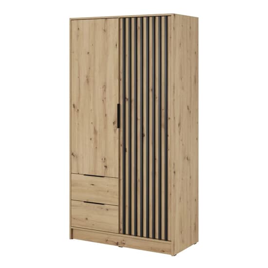 Norco Wooden Wardrobe With 2 Hinged Doors 105cm In Artisan Oak_2