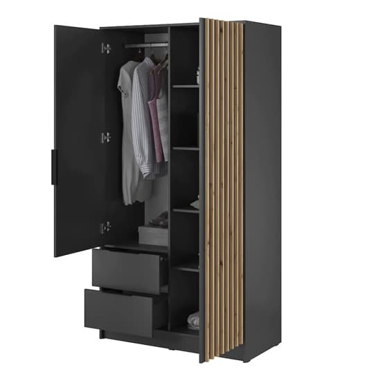 Norco Wooden Wardrobe With 2 Hinged Doors 105cm In Graphite_3