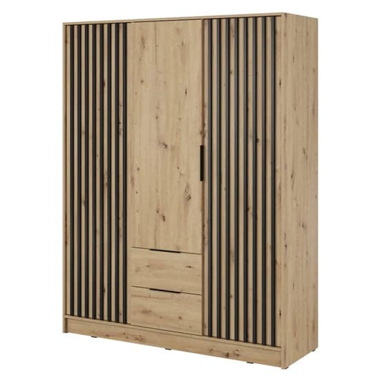 Norco Wooden Wardrobe With 3 Hinged Doors 155cm In Artisan Oak_2