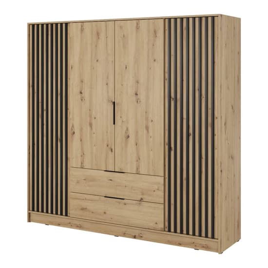 Norco Wooden Wardrobe With 4 Hinged Doors 206cm In Artisan Oak_2