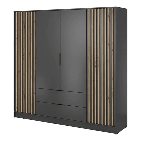 Norco Wooden Wardrobe With 4 Hinged Doors 206cm In Graphite_2