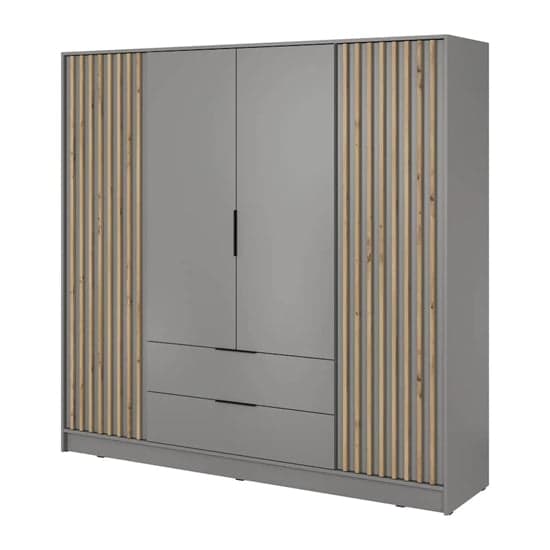 Norco Wooden Wardrobe With 4 Hinged Doors 206cm In Grey_2