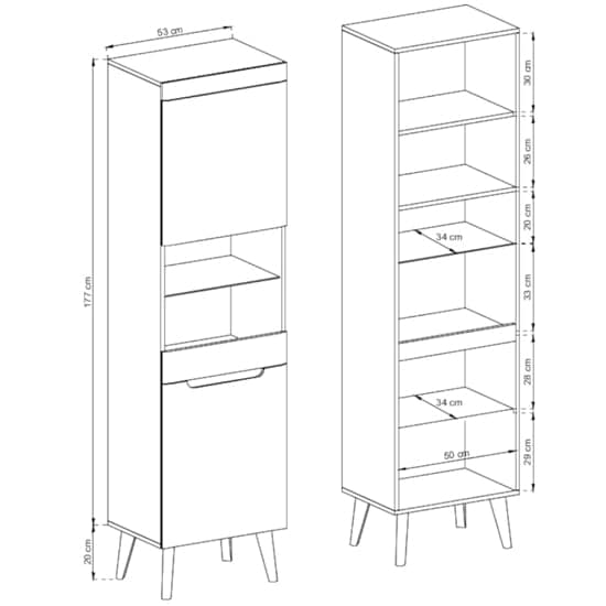 Newry High Gloss Display Cabinet Tall With 2 Doors In White_2