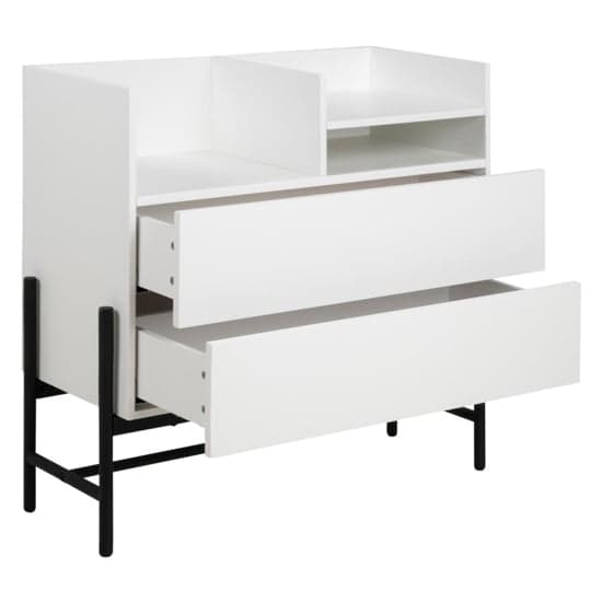 Norko Wooden Chest Of 2 Drawers With Metal Frame In Matt White_2