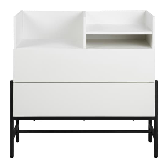 Norko Wooden Chest Of 2 Drawers With Metal Frame In Matt White_3