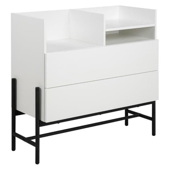 Norko Wooden Chest Of 2 Drawers With Metal Frame In Matt White_1