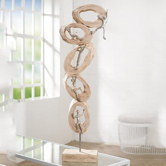 Norman Wood Climb Sculpture In Oak And Silver_1
